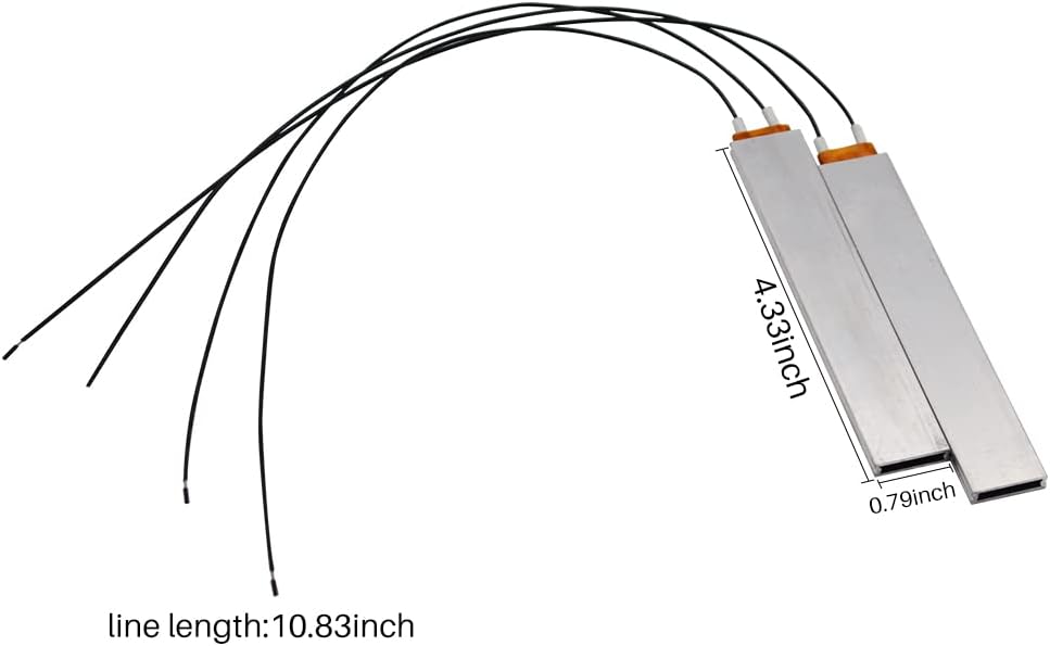 PTC Heating Element 2pcs 12V/220V/110V Thermistor Heater Constant Temperature Thermostat Heater Plate (Black-12V)