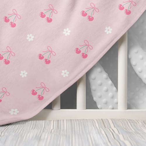 Image of SANDJEST Cherry Minky Blanket 30 x 40 Inches, Gift for Christmas Birthday