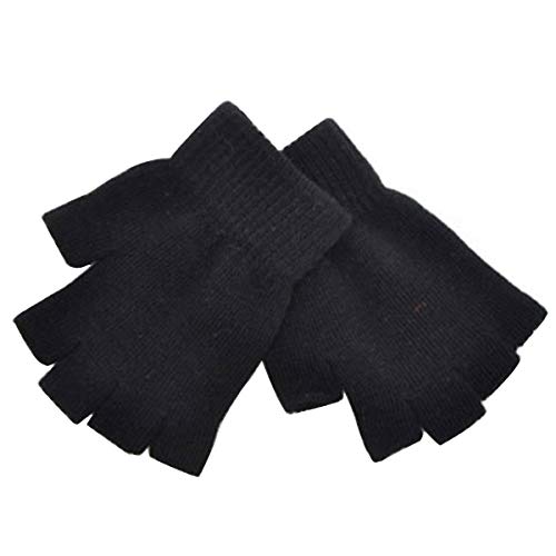 ECYC Guante De MuñEca De Punto Sin Dedos Half Finger Winter Warm, Negro