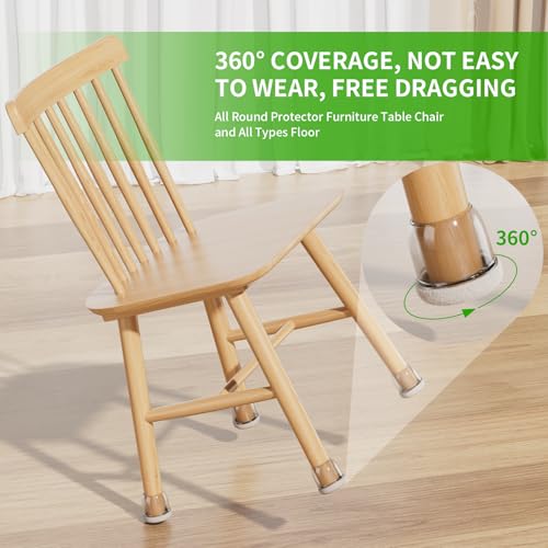 Image of 24PCS Silicone Chair Leg Floor Protectors for Hardwood Floors Fit:0.75-1.1 inch | Round Felt Furniture Pads Rubber Chair Leg Caps, Bar Stool Leg Floor Protectors, Anti-Scratch & Reduce Noise, Clear