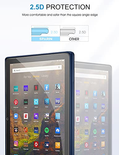 2 Pack Screen Protector Compatible With All-New Fire Hd 10 Tablet 2021 / Fire Hd 10 Plus / Fire Hd 10 Kids / Fire Hd 10 Kids Pro Tablet (11Th Generation, 2021 Released), Sparin Tempered Glass/Alignment Tool #TOP2