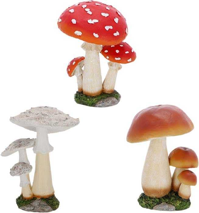 Champignons en résine (Lot de 3) 21 cm