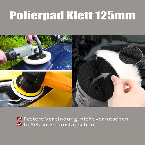5 Stück Polierpads 150mm, Lammwolle Polierscheiben, Polierpad Wollpad Polieraufsatz für Poliermaschine, Wollpuffer Lammwolle Polierscheibe für Auto Exzenterschleifer
