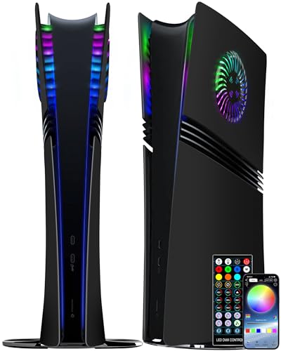 Joso Osłona przednia do PS5 Pro Digital Edition, odporna na zarysowania, pyłoszczelna obudowa zamienna z pierścieniem RGB, osłona pasująca do PS5 Pro Digital Version, płyty do akcesoriów PS5Pro