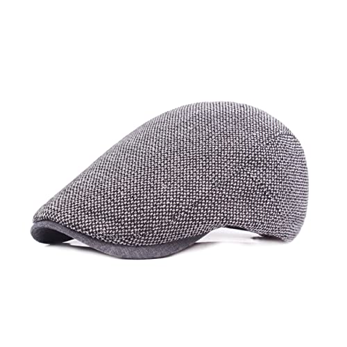 Gorra de Boina, Gorra Plana, Boina para Hombre, Gorra Plana Ajustable, Boina Unisex con Visera, Talla 55-60cm, para Actividades de Ocio y al Aire libre (Gris) Cover