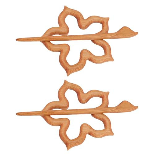 Riuulity Ensemble de Broches à Fleurs en Bois élégantes, épingle à Foulard Délicate Faite la Main pour Femmes, pour Collier, Robe, Pull, Cadeau, 2 Pièces