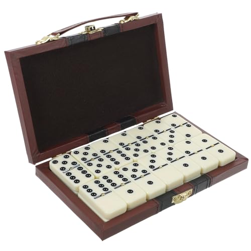 Milisten Dominoes Entertainment Toy Classic Dominos Game SET BUILDING DOMINOES BLOCK TOYS Professional Tournament Domino Holiday Party Entertainment Game with Wooden Box Retro Dominoes Game