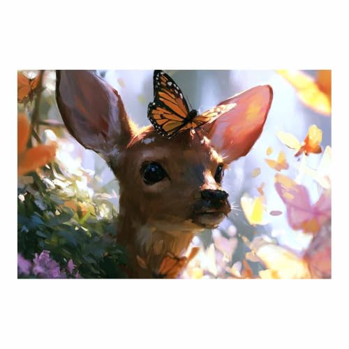 Photo Déco Salon animaux pour habiller un mur vide avec une grande toile de cerf multicolore