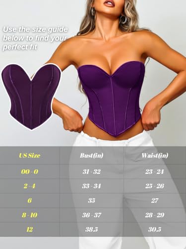 Image of ChiaoLezhee Heart Corset Top For Women, Sexy Concert Outfits Going Out, Strapless Crop Top, Overbust Bustier