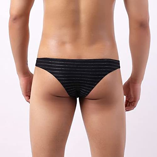 Striped Briefs Panties Bikini Low Hip Half Waist Men's Color Men's Underwear Underwear Male Black #TOP5