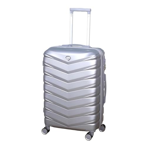 Image of UNIQUE HOME LIVING 24" Medium Suitcase, Expandable Travel Suitcase with 4 Dual Spinner Wheels, Hard Shell ABS Hand Luggage Travel Trolley Case with Lock, Lightweight, Durable, Silver, 85L