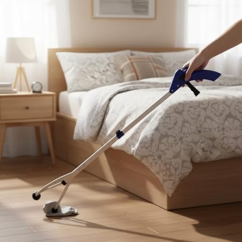 Almineez Foldable Litter Picker,Extra Long Grabber Reacher Stick Tool, Lightweight Rubbish Pick Up,Strong Suction Grip, 5 Wide Claw, Anti-Slip Jaw, Helper for Gardens, Kitchen