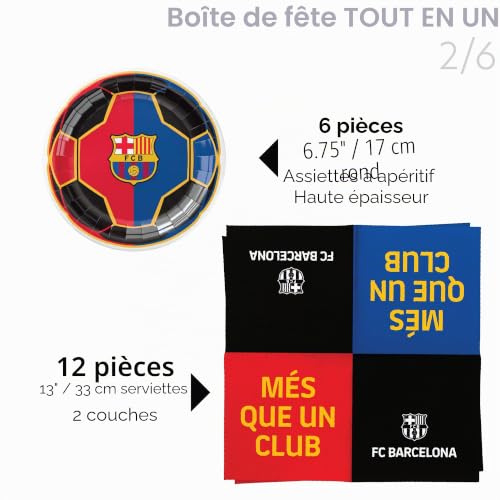 Ensemble de décoration officiel FC Barcelone pour fête, Kit de 77 pièces avec ballons et vaisselle, Pour 6 invités, pour anniversaire et célébrations de match – vue 5