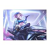 Displate Official League of Legends Metal Poster Magnetic Mounting Included Licensed Artwork Modern Wall Decor K/DA ALL OUT Akali horizontal Poster 45 cm x 32 cm