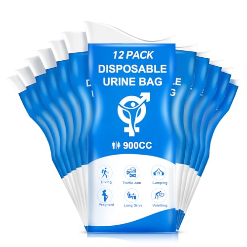 Xeiophoy Urine Bag 12PCS Disposable Pee Bags for Travel for Women Men 900ML Emergency Urinal Bag and Vomit Bag 2026 Spring Unisex Urinal Bags for Camping Hiking Traffic Jams Pregnant Patient