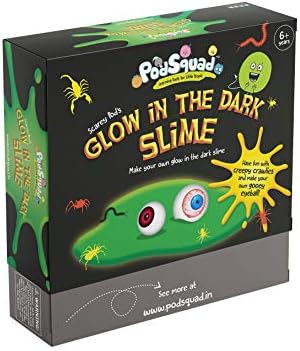 The Glow In The Dark Slime- Make two amazing blobs of glow in the dark slime. Create your own gooey, slimey horror show by adding monster eyes and creepy crawlies. (Science/ Slime Activity Box- Chemistry- 6 years and above)