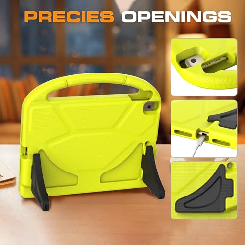 Image of Kids Case for iPad 9th /8th /7th Generation, iPad 10.2 Kids Case with Built-in Screen Protector, Durable Shockproof Handle Stand Protective Cover for iPad 10.2 Inch 2021 /2020 /2019, Yellow