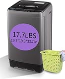 KRIB BLING Full-Automatic Washing Machine with Drain Pump, 17.7 lbs Compact Washer, 10 Wash Program & 8 Water Level, Ideal for Apartment, Dorm, RV, GREY (KB02-GREY6)