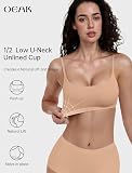 OEAK Womens Comfortable Bras No Underwire Cami Bra Seamless Unlined Bralettes Scoop Neck Unpadded Everyday Sports Tshirt Bra Nude,S