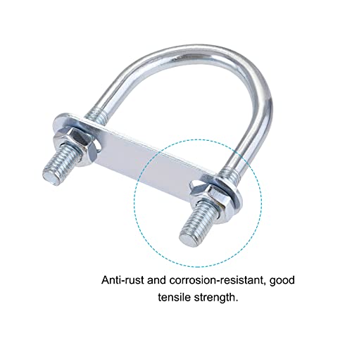 Image of METALLIXITY U Bolts 4 Sets (M8x42x75mm), Round U Bolt Steel with Nut and Plate - for Construction, Pipe