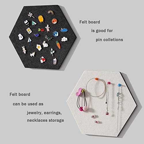 Lajar 3292304 8 Pcs Self Adhesive Felt Bulletin Board Tiles (Large), Hexagon Color Felt Pin Board Wall Tiles thumb #4