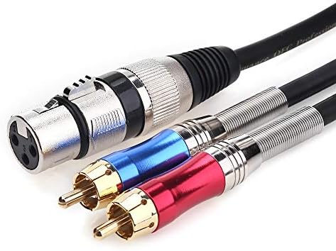 tisino XLR to RCA Y-Cable, XLR Female to Dual RCA Adapter Y-Splitter Duplicator Lead Unbalanced Stereo Audio Interconnect Cable -10 feet/3 Meters