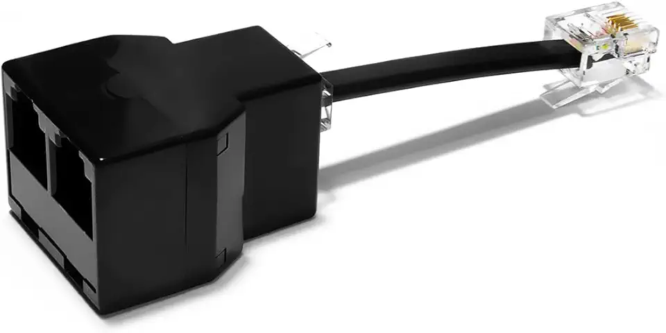 Adaptador de telefone RJ11 divisor duplo em linha (preto, divisor bidirecional)