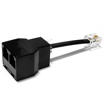 Phone Jack Splitter for Landline Telephone RJ11 6P4C 2 Way Adapter 1 Splitter + 2.5 Inch Cable