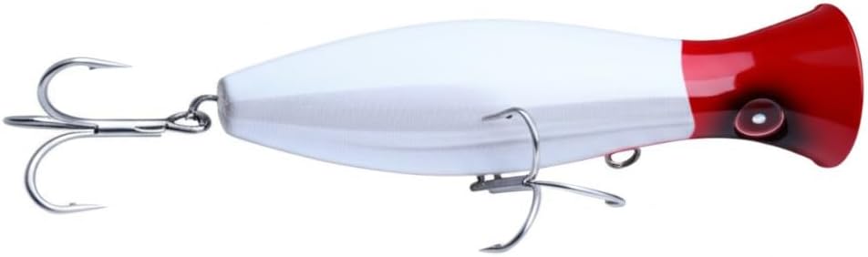 Large Top Water Popper 4.75 in/1.5 oz Lure Artificial Seal Lure 3D Eyes Hard Popper with Hooks and Ring for Saltwater Offshore, Surf Fishing, Bass, Bluefish
