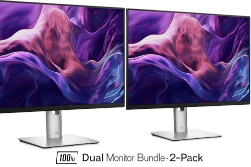 Image of Dell P2425H 24 Inch Monitor 2-Pack - Full HD 1080p IPS Display, 100Hz, Comfortview Plus, USB-C Hub, HDMI /DP /VGA - Height Adjustable Ergonomic Stand, Eye Care, Dual Monitor Bundle for Home & Office