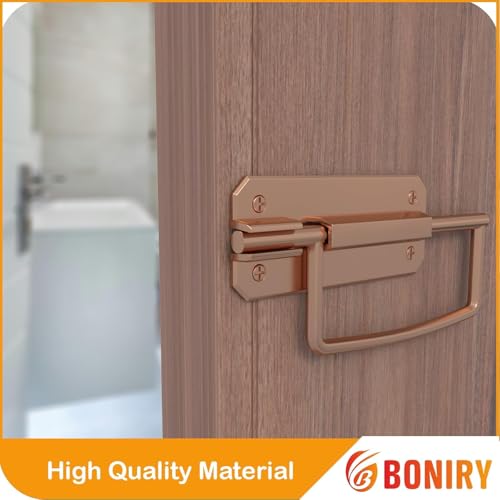 Image of Boniry Door Latch Lock, Kadi /Kundis with Grab Handles - Solid Metal Door Stopper for Bathroom, Home, Office - Easy Install, Smooth Sliding, Heavy Duty Latch (2, Rose Gold)