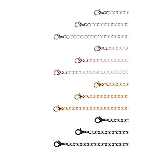 Paxuan 12Pcs Stainless Steel Necklace Bracelet Anklet Chain Extender Chain Set Jewelry Extenders 2'' 4'' 6'' (12Pcs) #TOP2