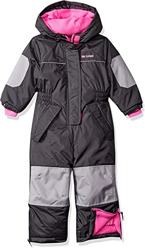 Pink Platinum Girls' Toddler Snowmobile Snowsuit, Charcoal, 3T