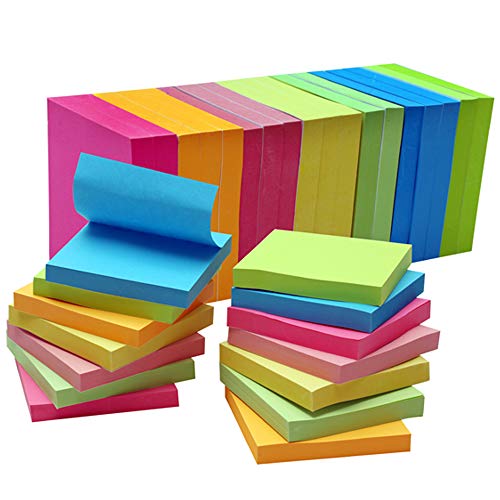 Sticky Notes 3 X 3 Inches, 18 Pads Self-Sticky Notes, Colored Self-Sticky Notes, 100 Sheets/Pack, 7 Bright Colorful Stickies, Easy to Post at Office, Home