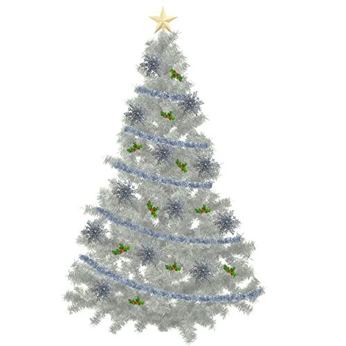 Silver Snowflake Ornaments - Set Of 6 - Glittered Christmas Ornaments - 3-D Snowflakes - Silver Winter Holiday Party Décor #TOP4