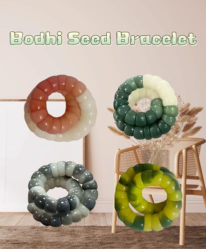 Image of Natural Bodhi Seeds Beads Bracelet, Zen Fidget Stretch Color Gradient Bracelet for Mind-Calming, Meditation Practice Beads Accessory for Women and Men