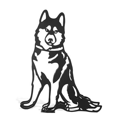 Estatua minimalista de metal negro lindo perro husky siberiano pequeña estatua de arte regalo adorno de escritorio decoración del hogar oficina Estatua minimalista de metal negro lindo perro husky siberiano pequeña estatua de arte regalo adorno de escritorio decoración del hogar oficina