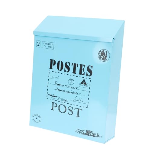 Operitacx Lockable Vintage Mailbox Retro Letter Box with Printed English Letters Wall Mount Post Box for Home Garden Office Outdoor Storage