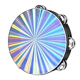 Flexzion Holzkirchen-Tamburin-Instrument, Musikinstrumente – 20,3 cm reflektierende Handtrommeln für Kinder und Erwachsene, einreihiges Metall-Tamburin für Kirche, Partys und Musikveranstaltungen