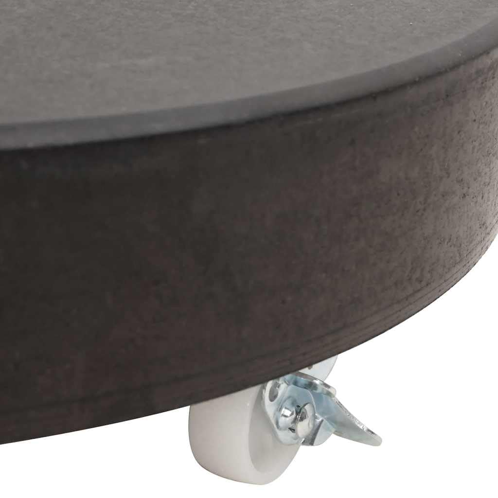 Supporto per ombrellone in granito, 30 kg, rotondo, nero, con adattatore per palo da 38/48 mm, base per ombrellone con 4 ruote e 2 bulloni di bloccaggio, per balcone, terrazza, giardino