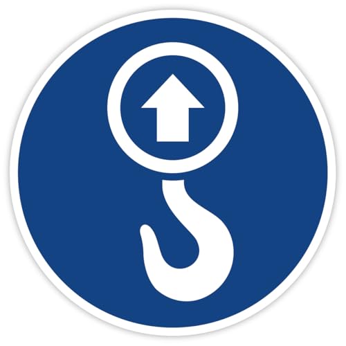 25x Aufkleber „Anschlagpunkt Hebepunkt“ Kranhaken Sticker auf Bogen Blau | 2 Größen | Made in Germany, Größe: 25 Stück auf Bogen | Ø 30 mm