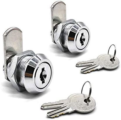 2Pack Cabinet Cam Lock 5/8 Inch Tubular Cam Locks Keyed Alike with Chrome Finish for Vending Machine Truck Pickup Tool Box Mailbox ATM Replacement Lock