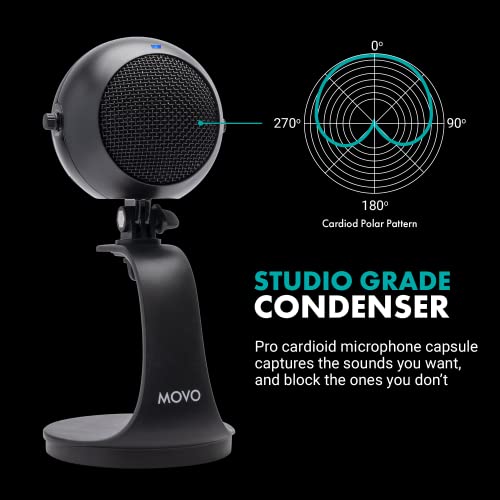 Movo Webmic Usb Microphone With Desktop Stand In Black- Cardioid Condenser Computer Microphone For Pc And Mac With Mic Gain, Headphone Monitoring- For Gaming, Podcast, Streaming, Video Conferencing #TOP4