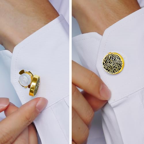 Mancuernas HONEY BEAR con patrón retro tallado, botón para camisa miniatura 2