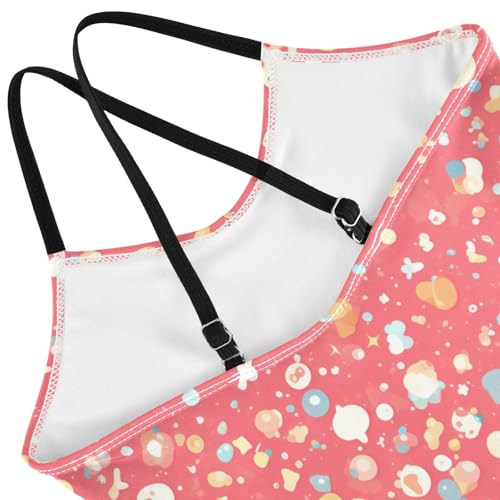 KLL Red Glitter Texture Girl 1-Piece Swimsuits Beach Swimming Suits Adjustable Shoulder Strap UPF 50+4