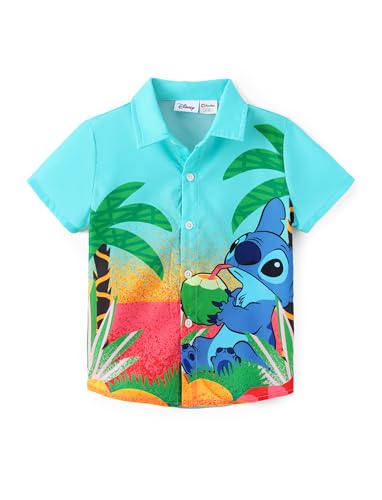 Image of Disney Marvel Spiderman Cars Stitch Star Wars Mickey Boys Hawaii Shirt Button Up Dress Shirts Short Tropical Shirt Kids 2-13Y