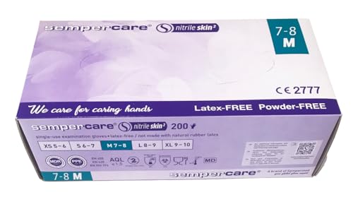 Gants en nitrile sans poudre Sempercare bleu M anti-irritation pour mains sensibles