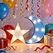 QiaoFei Decorative Moon-Star Night Light,Cute LED Nursery Night Lamp Gift-Marquee Moon-Star Sign for Birthday Party,Baby Shower,Kids Room, Living Room Decor(Blue)