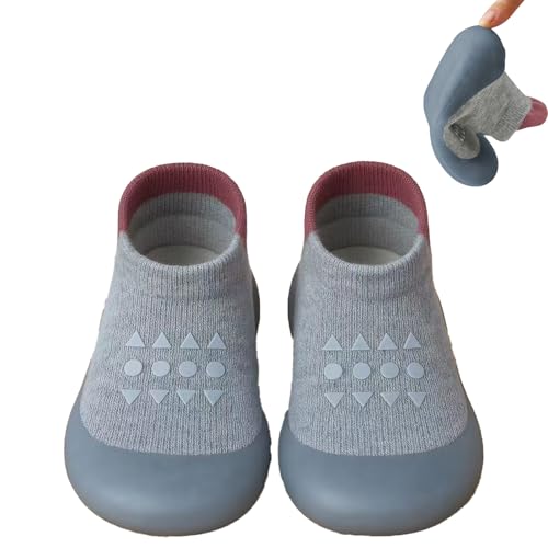 PandaEar Baby Sock Shoes Toddler Walking Shoes, Non-Slip Soft Sole Sneakers Breathable Slippers for Infant Boys Girls (Grey, US Footwear Size System, Toddler, Age Range, Wide, 18 Months, 24 Months)
