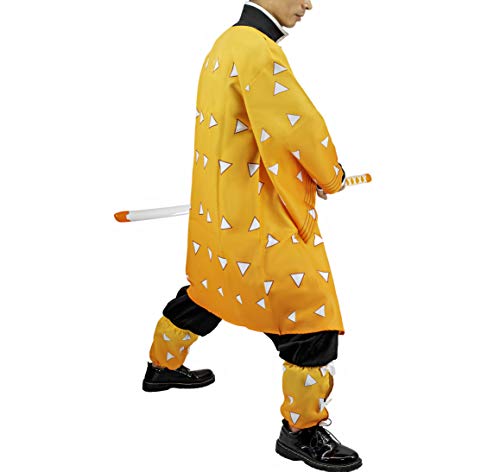 Cosplay Costume for Agatsuma Zenitsu Anime Series Character Clothes Sets with Yellow Cloak for Adult